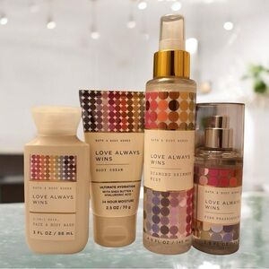 B&BW Love Always Wins 4 Pc Travel Set + BONUS Full Size Diamond Shimmer Mist NEW